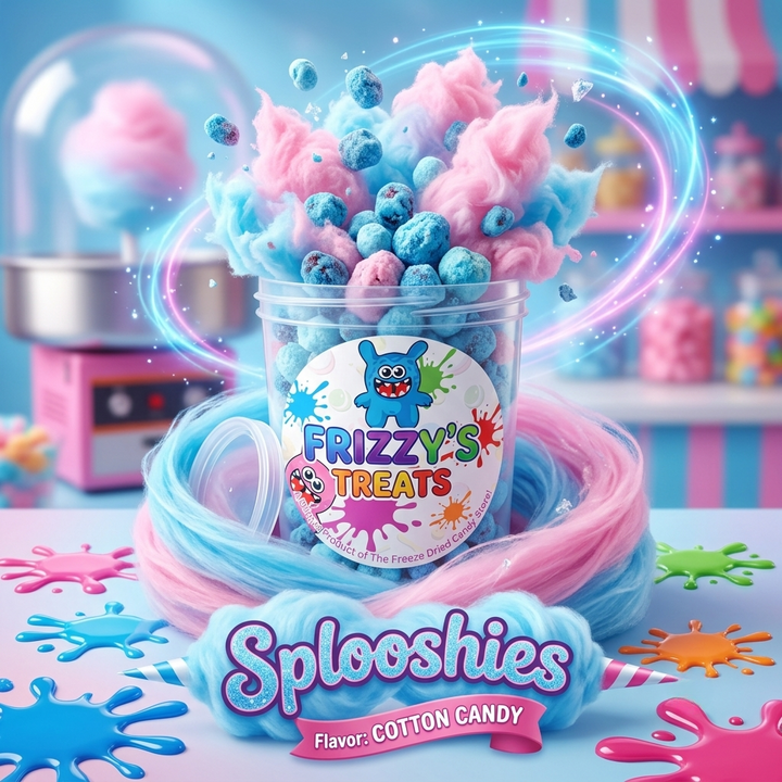 Cotton Candy Splooshies - 4oz - Liquid Filled Gummi Bites Cotton Candy Coated