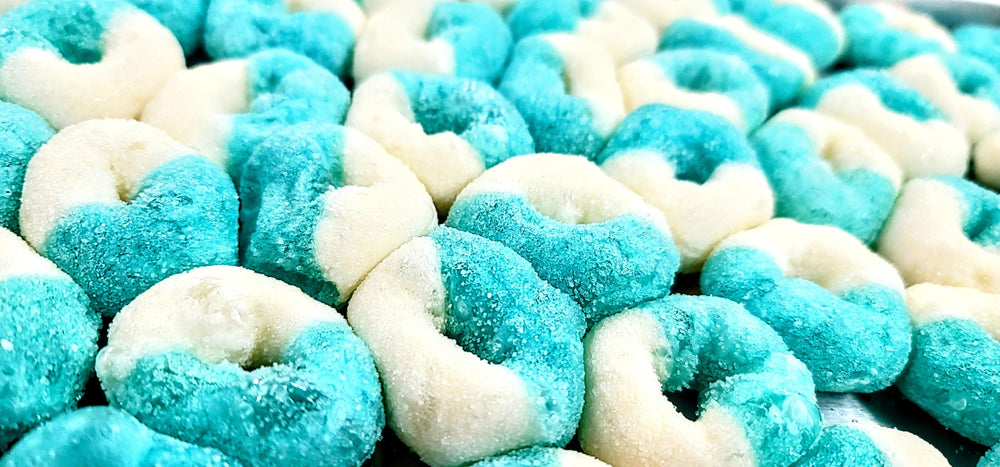 Blue Raspberry Peach Rings - The Freeze Dried Candy Store