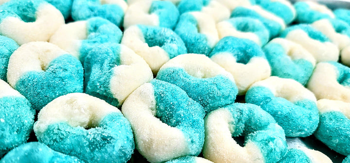 Blue Raspberry Peach Rings - The Freeze Dried Candy Store